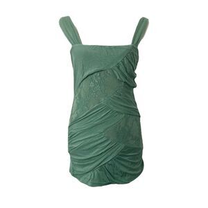 Vanity Girl’s Tank Top Green Pullover Floral Mesh Excess Ruffle Size Large